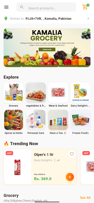 Kamalia Grocery App Screenshot